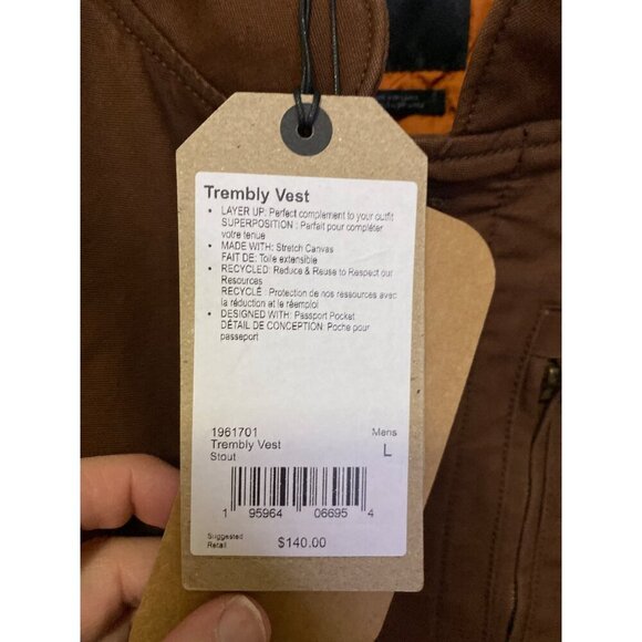 Men's PrAna Trembly Canvas Vest Large Stout stretch insulated MSRP $140 NWT - Picture 3 of 5